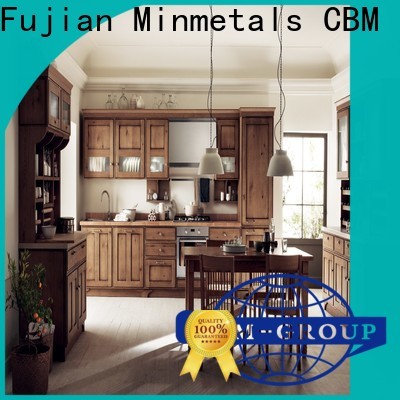 CBM quality natural wood kitchen cabinets at discount for flats