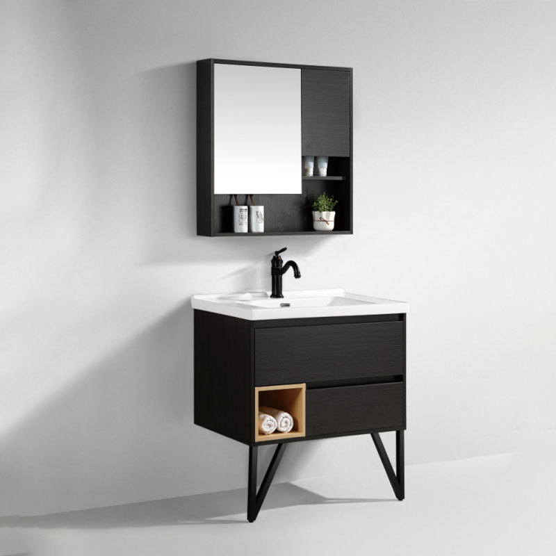 Multi layer solid wood paint free board bathroom cabinet or vanity hot sale style Modern popular MDF bathroom vanity