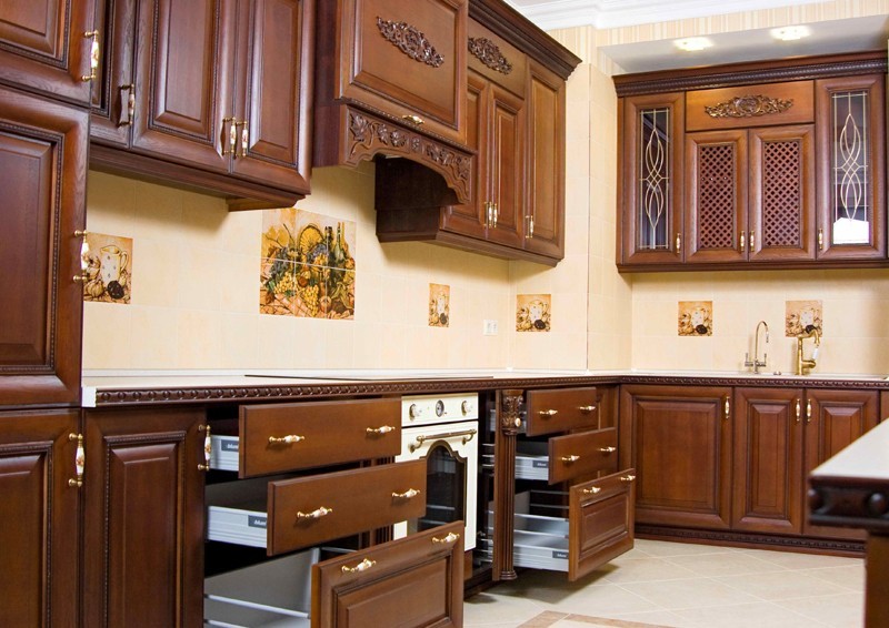 CBM cherry wood kitchen cabinets bulk production for mansion