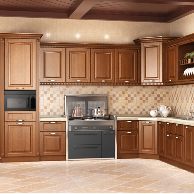 CBM solid wood kitchen cabinets bulk production for new house-1