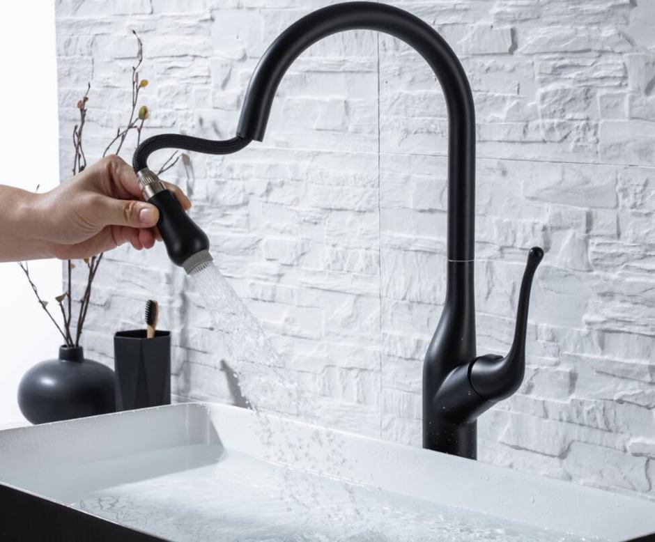 Northern universal Europe Sensor facuet or Non Touch Long Spout Brass Copper Faucet   Kitchen black basin faucet smart sensor sink household cold and hot pull faucet