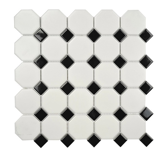 Back white mix octagon mosaic tile ceramic