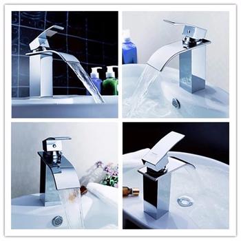 Luxury home high quality brass bathroom waterfall basin faucet water tap  Deck mounted mixer taps SUS304 lever tap single handle bathroom faucet for washing basin