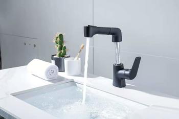 Pull-out basin faucet with brass material kitchen water tap chrome finishing