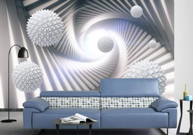 Modern 3D illusion space artificial design wallpaper decoration