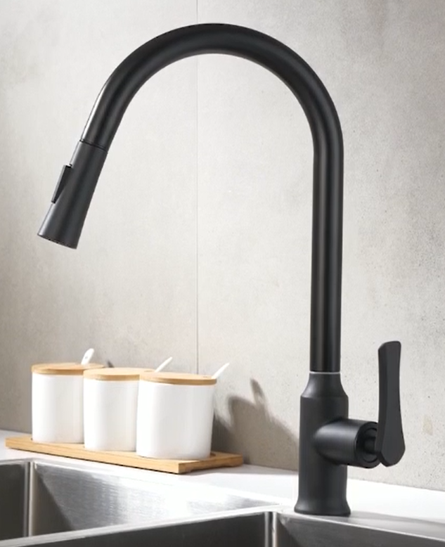 Chrome Black Kitchen faucet  three kinds water flow  brass material also could be customized