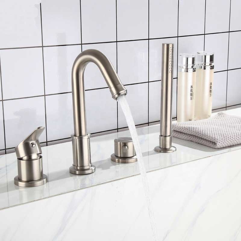 CBM 4 hole New stylish brushed split faucet 304 stainless steel hot and cold mixer four-hole bathroom bathtub faucet
