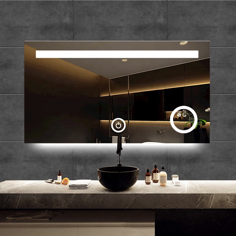 Moderno anti explosión luz sin marco de baño espejo inteligente led