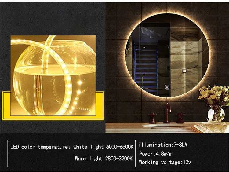 AntiFog Round Bathroom Led Mirror With Bluetooth Speaker Cbm