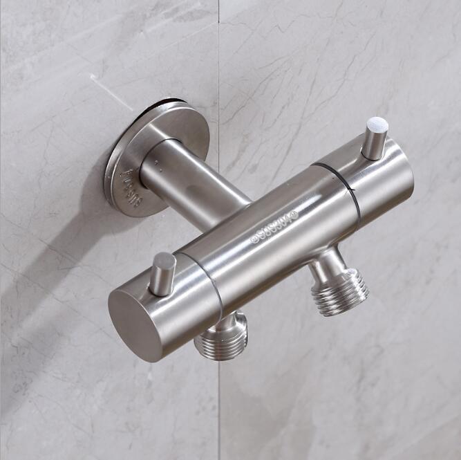 CBM 304 Stainless Steel Double function switch toilet faucet bathroom hand bidet sprayer Angle valve  2 way angle valve in thread 1/2