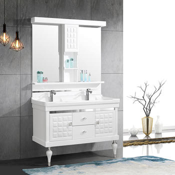 CBM modern Bathroom vanity floor Mounted Bathroom Cabinet furniture with Double wash basin