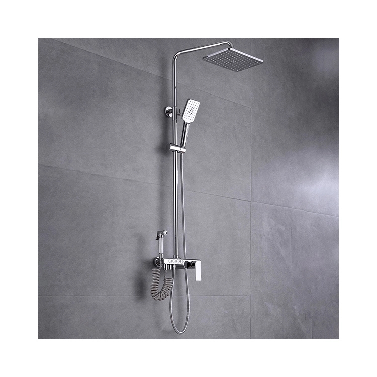 CBM competitive price bathroom provide wholesale commercial bathroom shower set cheap matte chrome shower column shower set