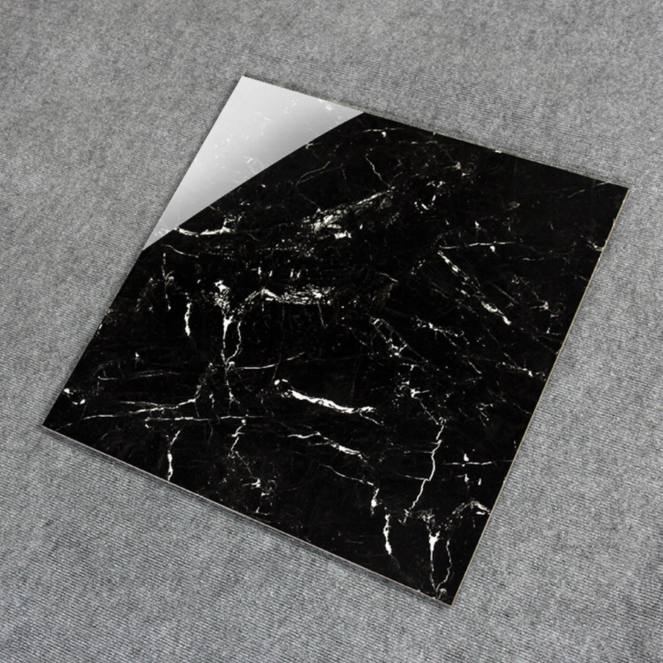 Black marble tile white veins glazed tiles 600*600