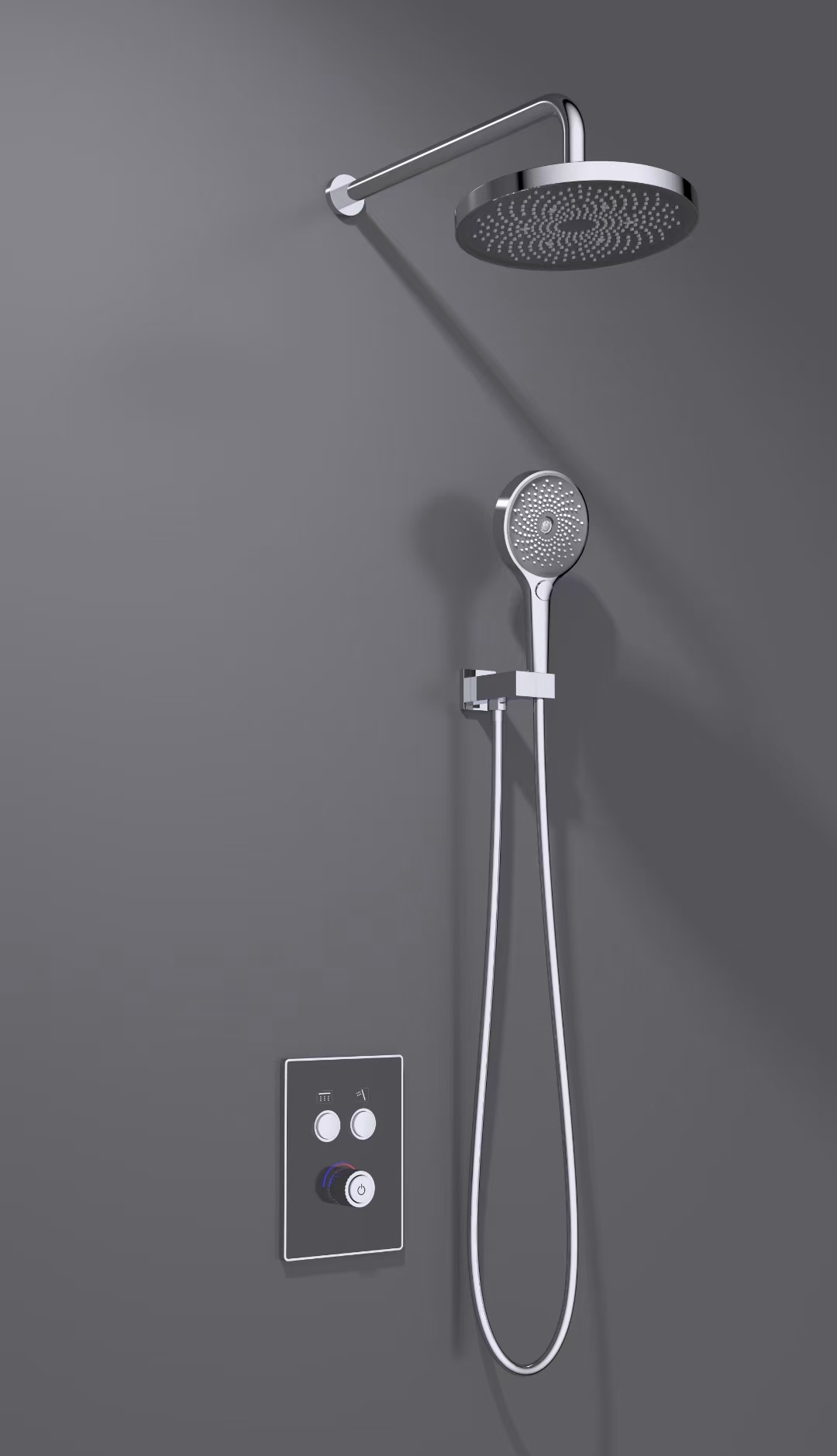CBM Bathroom digital display  dark faucet concealed shower faucet luxury wall-mounted shower valve set bathroom shower set black white colors