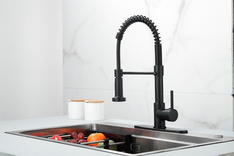 Electroplating black pull out kitchen faucet mixer high quality copper body